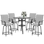 VONZOY 5-Piece Outdoor Bar Stool Set - Grey
