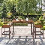 Tangkula 3-Piece Outdoor Rattan Bar Table Set