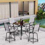 VONZOY 5-Piece Outdoor Bar Stool Set - Grey