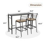 3-Piece Outdoor Bar Set with Cushioned Stools