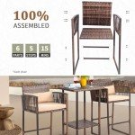 VINGLI 3-Piece Wicker Patio Bar Set