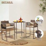VINGLI 3-Piece Wicker Patio Bar Set