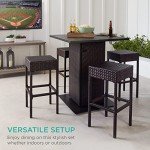 5-Piece Outdoor Wicker Bar Set with Stools