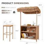 3-Piece Outdoor Tiki Bar Set with Canopy