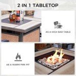 5-Piece Patio Swivel Bar Set with Fire Pit