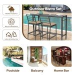 3-Piece Outdoor Bar Set with Cushioned Stools
