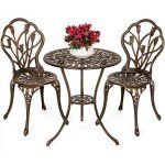 3-Piece Copper Outdoor Bistro Set with Tulip Design