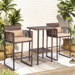 VINGLI 3-Piece Wicker Patio Bar Set