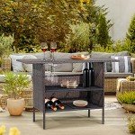 Tangkula All-Weather Wicker Bar Table for Outdoors