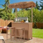 3-Piece Outdoor Tiki Bar Set with Canopy