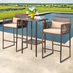 VINGLI 3-Piece Wicker Patio Bar Set