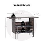 Tangkula All-Weather Wicker Bar Table for Outdoors