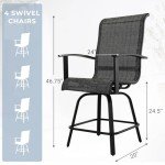 5-Piece Patio Swivel Bar Set with Fire Pit