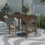Brown Steel Patio Bar Table by COSCO