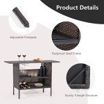 Tangkula All-Weather Wicker Bar Table for Outdoors
