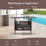 Tangkula All-Weather Wicker Bar Table for Outdoors