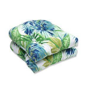 Tropic Floral Wicker Chair Cushions - Blue/Green
