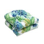 Tropic Floral Wicker Chair Cushions - Blue/Green