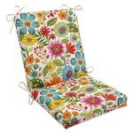 Bright Floral Outdoor Chair Cushion with Ties