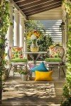 Bright Floral Outdoor Chair Cushion with Ties