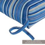 Steel Blue Stripe High Back Chair Cushions - Set of 2