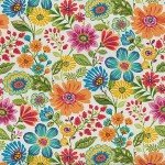 Bright Floral Outdoor Chair Cushion with Ties