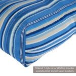 Steel Blue Stripe High Back Chair Cushions - Set of 2