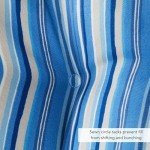 Steel Blue Stripe High Back Chair Cushions - Set of 2