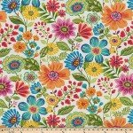 Bright Floral Outdoor Chair Cushion with Ties