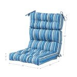 Steel Blue Stripe High Back Chair Cushions - Set of 2