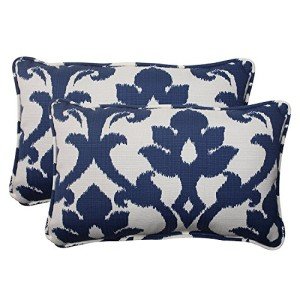 Blue/White Damask Outdoor Accent Throw Pillows - 2 Pack