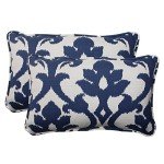 Blue/White Damask Outdoor Accent Throw Pillows - 2 Pack