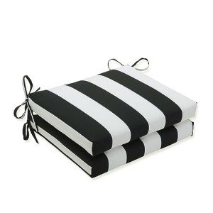 Black/White Striped Outdoor Corner Chair Cushions - 2 Pack