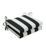 Black/White Striped Outdoor Corner Chair Cushions - 2 Pack