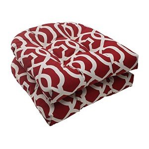 Red Geometric Wicker Chair Seat Cushions - 2 Pack