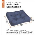 Water-Resistant Square Patio Seat Cushions - Navy