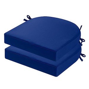 Thick Dark Cerulean Outdoor Chair Cushions Set of 2