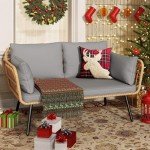 YITAHOME Grey All-Weather Wicker Loveseat Sofa