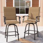 PHI VILLA Outdoor Swivel Bar Stools - Set of 2