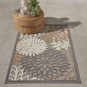 Tropical Botanical Easy-Clean Area Rug for Outdoors