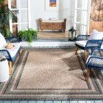 8' x 10' Natural/Black Outdoor Patio Area Rug