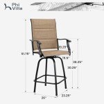 PHI VILLA Outdoor Swivel Bar Stools - Set of 2