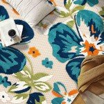 Floral Non-Shedding Outdoor Area Rug 5' x 7