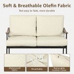 Wicker Backrest Patio Sofa with Cushions