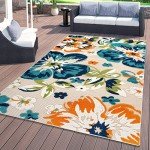 Floral Non-Shedding Outdoor Area Rug 5' x 7