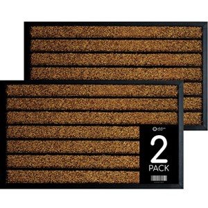 2 Pack Heavy Duty Outdoor Door Mats, Brown
