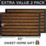 2 Pack Heavy Duty Outdoor Door Mats, Brown