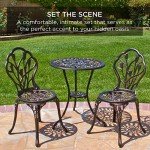 3-Piece Copper Outdoor Bistro Set with Tulip Design
