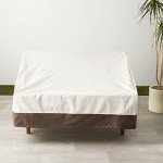 Beige Outdoor 2-Seater Patio Lounge Sofa Cover