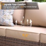 Khaki Wicker Love Seat Patio Sofa with Cover